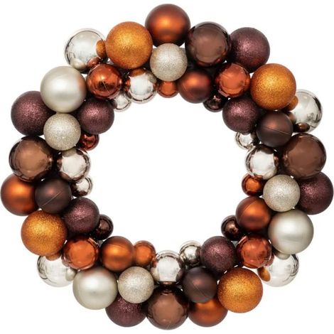 Paris Prix - Couronne boule De Noël 35cm Marron
