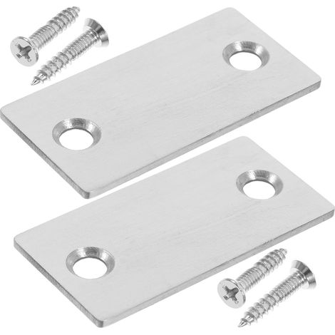 2 Pièces Plaques de Remplissage en Acier pour Porte Intérieure et Extérieure, Réparation Trous et Dégâts, Plaques de Gâche Renforcées Vis, Compatible Serrure et Charnière, (1/5)