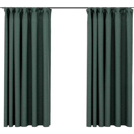 Maison Exclusive - Verdunkelungsvorhänge Haken Leinenoptik 2 Stk.
