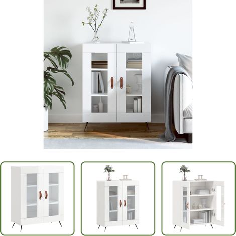 vidaXL Hochglanz-Weiß - Sideboard Hochglanz-Weiß 69,5x34x90 cm Holzwerkstoff (1/5)