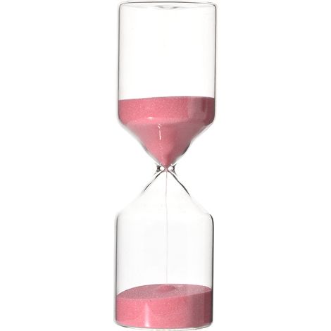 Sablier 30 minutes forme cylindrique en verre rose, décoration maison minuteur de sable cadeau anniversaire (1/5)
