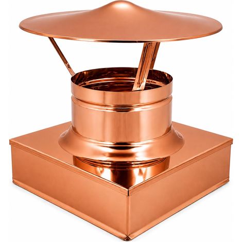 MAKA Comignolo Cinese Quadro, Terminale per Canna Fumaria Camino Stufa a Legna Pellet e Gas, Cappello Antipioggia Aspirafumo Rame 300x300 mm (1/5)