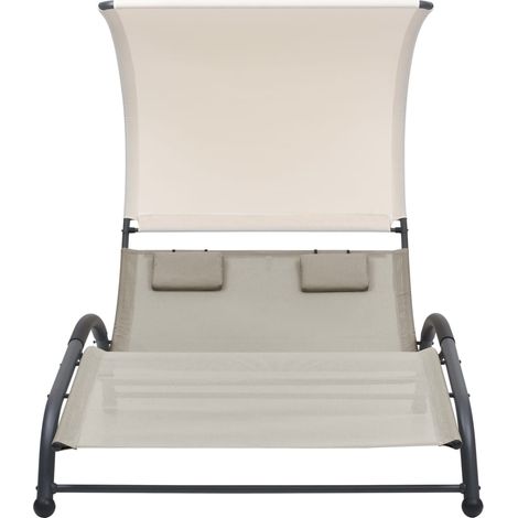 Maison Exclusive - Lettino Prendisole Doppio con Baldacchino in Textilene Crema