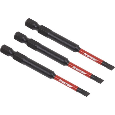 Sealey AK8251 Premier Slotted Impact Power Tool Bits 4.5 x 75mm 3pc