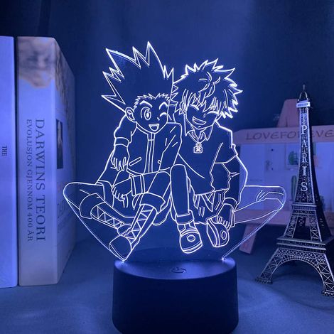 Veilleuse 3D Wekity en acrylique, lampe 3D inspirée de l'anime Hunter x Hunter (Killua et Gon), idéale pour la décoration de chambre, cadeau d'anniversaire ou veilleuse LED manga Killua.