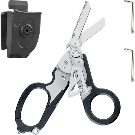 1 - Ciseaux De Secours - Outil Multifonction - 6 Fonctions Dont Brise-verre Et Coupe-ceinture - Pour Urgences Et Usage Quotidien - Noir - 14x5cm (1/5)