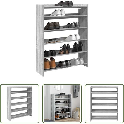 Holzwerkstoff - Schuhregal Grau Sonoma 80x25x100 cm Holzwerkstoff (1/5)