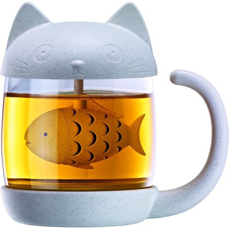 Tasse à thé chat avec infuseur intégré  Tasse chat  Tasse à thé avec passoire  Infuseur à thé chat  Tasse chat  Tasse à thé  Passoire à thé  Tasse à thé avec couvercle  Verre à thé  Motif chat