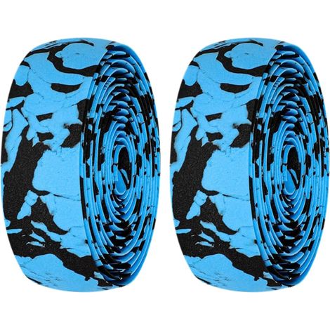 Nastro per manubrio da bici da corsa, borsa in EVA per impugnatura manubrio, cinghie e tappi per borsa da bici mimetici neri e blu - 2 rotoli (1/2)
