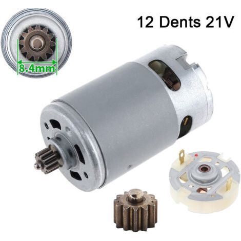 Moteur à courant continu RS550 avec 12 dents - Moteur brossé - 21V, plus 1 x 12 dents et porte-balais de service