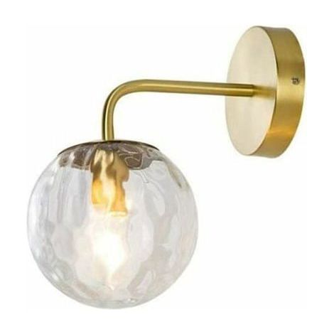 Lampada da parete moderna nordica con sfera di vetro, struttura in metallo e ottone, design minimalista, adatta a soggiorni, camere da letto, corridoi, sale da pranzo, caffè e altri ambienti. (1/4)