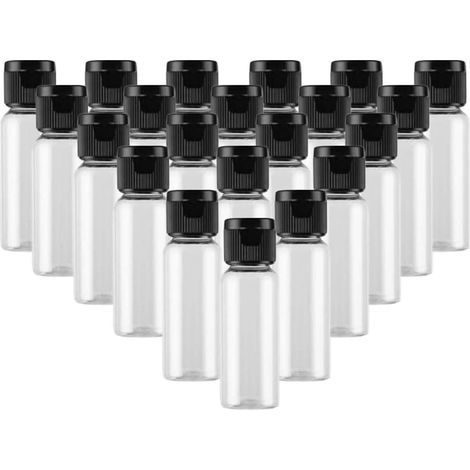 Lot de 24 flacons plastique 15 ml – transparents couvercle rabat pour maquillage, gel douche, émulsion, huiles massage