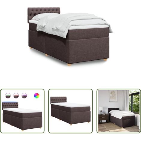 vidaXL Surmatelas -  Sommier à lattes de lit avec matelas Marron foncé 90x200 cm (1/5)