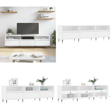 Mobile Porta TV Bianco 150x30x44,5 cm in Legno Multistrato - Mobile TV in legno - Mobile TV bianco