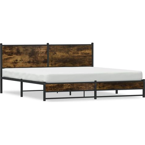 Maison Exclusive - Metallbett ohne Matratze Räuchereiche 160x200 (1/5)
