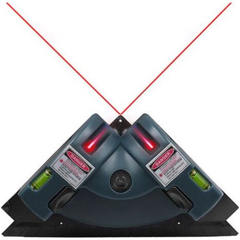 Pair Lntyq Niveau laser à projection à angle droit, boîtier plastique intégré, niveau laser infrarouge à ligne horizontale et verticale, niveau de carrelage, mesureur d'angle laser, bleu(19010656mm) (1/4)