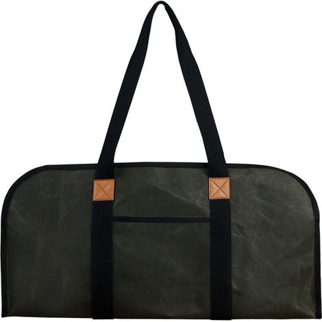 Sacs de stockage de bûches Vert foncé, sacs de bûches en toile, organisateur portable en bois, transport de bois de chauffage à l'extérieur (1/5)