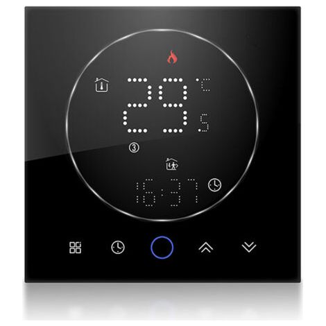 QORVA- Thermostat intelligent sans fil pour la maison, chaudière murale Programmable précise, AC95-240V carré noir