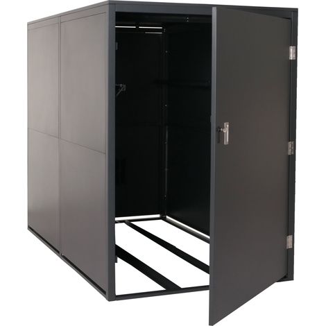 2er-Fahrradgarage HHG-852c, Gerätehaus Fahrradbox mit Ablage, abschließbar Metall 160x113x209cm anthrazit