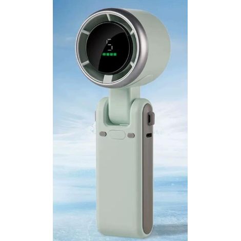 Ventilador de escritorio portátil y plegable de 5 velocidades con potente turbina, apto para uso en interiores y exteriores, color verde. (1/5)