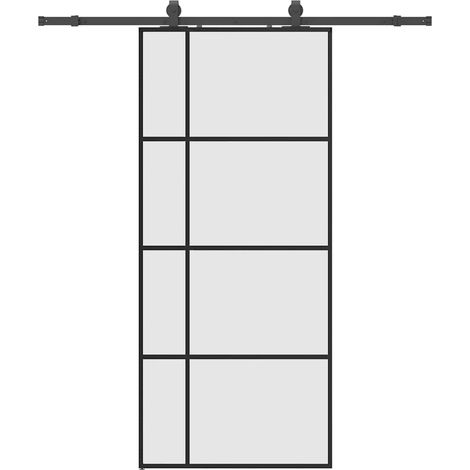 Porte coulissante，Porte intérieure，Porte d'entrée kit de quincaillerie noir 90x205 cm verre ESG CFW16363 (1/5)