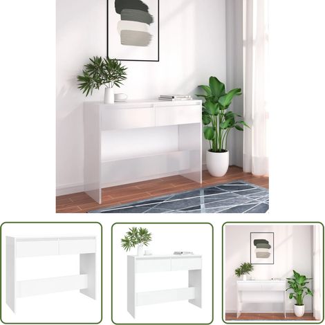 The Living Store Konsolentisch Weiß 100x35x76,5 cm Holzwerkstoff - Konsolentisch - Flurtisch - Beistelltisch - Weißer Tisch - Holzmöbel (1/5)