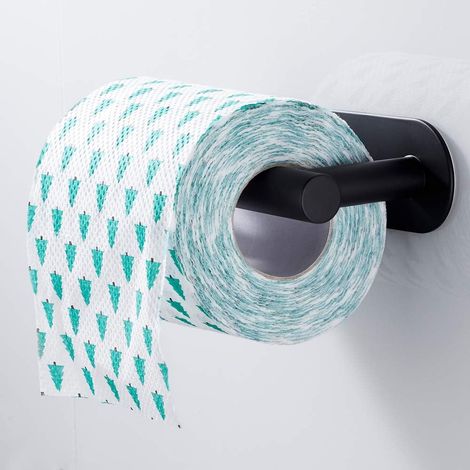 Lntyq Selbstklebender Toilettenpapierhalter aus Edelstahl zur Wandmontage, 3M-Aufkleber, Toilettenpapierhalter für Badezimmer, Küche, Büro, Hotel, 155 mm (schwarz) (1/5)