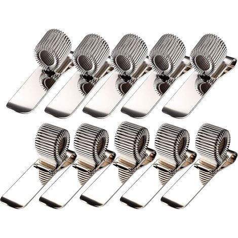 Set of 5 horizontal and vertical pencil holders, made of stainless steel, with spring ring on the pocket, holder or clips for pocket pen, pocket pencil, notepad holder (10 pcs) (1/5)