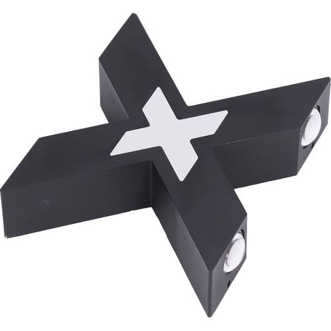 Luminaire mural LED 7W en aluminium, intérieur/extérieur, éclairage haut/bas, forme X, étanche, noir, lumière blanc chaud, 85-265V (1/5)