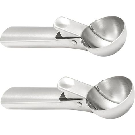Set mit 2 silbernen Eiskugelportionierern aus Edelstahl (1/5)