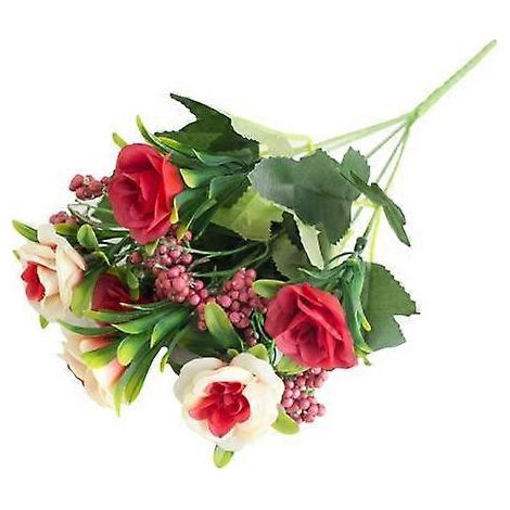 1 rose artificielle romantique à 6 têtes, idéale pour la décoration de mariage, maison et jardin.rouge (1/5)