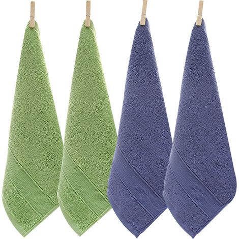 Serviettes de toilette en coton - Gants de toilette ultra doux pour le visage et le bain, 35 cm x 35 cm, lot de 4, gris (1/5)