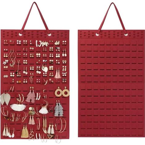 Organisateur De Boucles D'oreilles - Support Murale En Feutre Double Face - 300 Paires - 600 Trous - Dimensions 57 X 34,5 Cm - 1 Pièce (1/5)