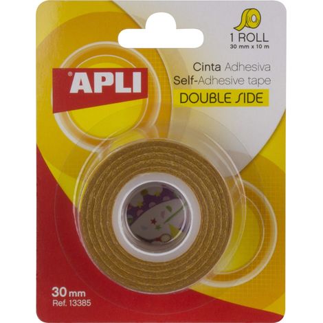 APLI - 13385, Nastro biadesivo 30 mm x 10 m