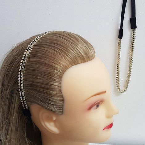 TRADE SHOP - Set 3 Fasce Fascia 3 Fili Nero Oro Argento Elastico Ferma Capelli Cerchietto -