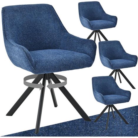 Esszimmerstühle 4er Set drehbar mit Armlehne, Chenille, dunkelblau (1/5)