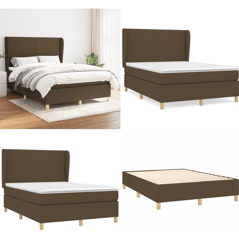 Sommier à lattes de lit avec matelas Marron foncé 140x200 cm - Lit Plateforme - Lit Double - Matelas À Ressorts Ensachés - Literie - Chambre À Coucher - Home & Living (1/5)