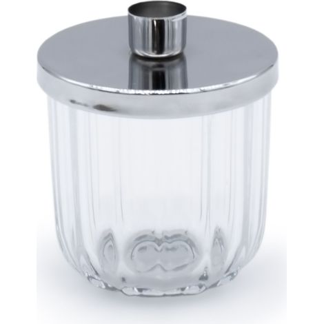 Metall Kerzenhalter mit Deko Glas - 11 x 9 cm - Kerzenständer in Silber für Stabkerzen - Tafel Kerzen Halter Ständer silber