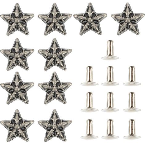 Accessori decorativi in metallo argentato, rivetti in lega di zinco per uso fai da te, 10 pezzi (1/5)