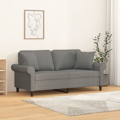 2-Sitzer-Sofa mit Kissen Dunkelgrau 140 cm Stoff (1/5)