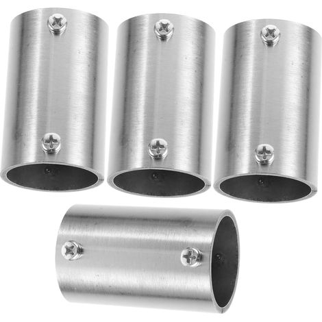 Sollbry 4 Pièces Tuyau Rond en Acier Inoxydable raccord de Tuyau connecteur Droit Pièces de Main Courante Connecteur de Tuyau Droit en Acier Inoxydable Silver