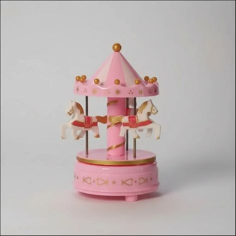 Spieluhr mit Karussell-Motiv, mittlere Größe, rosa (1/5)