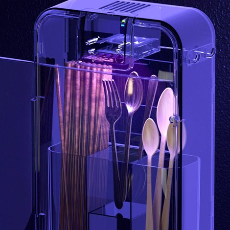 Neuartiger, sterilisierter Wand-Essstäbchenhalter für den Hausgebrauch, lufttrocknender Essstäbchenhalter, Küchenaufbewahrungsbox, Teller- und Löffelhalter, Vulkanasche (1/5)