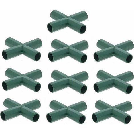 Lot de 10 Connecteurs De Cadre De Serre pour cadre de jardin, cages à fruits, clôtures, cadre de serre, connecteurs (16mm,Plat / 4 trous) (1/4)