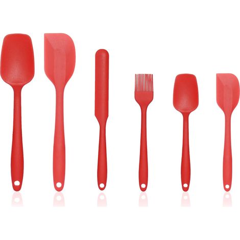 Spatule En Silicone - Lot De 6 Pièces - Résistant À La Chaleur Jusqu'à 240 °C - Sans BPA - Pour Cuisinière, Poêle Et Casserole - Avec Anneau De Suspension (1/4)