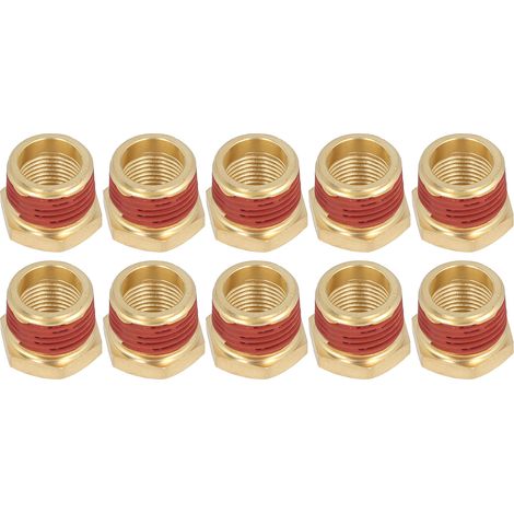 Raccord de tuyau en laiton à filetage 1/2 à 3/8, 1200psi NPT, réducteur 1/2 po 3/8 po, adaptateur de douille hexagonale avec couche anti-fuite, 10 pièces (1/5)