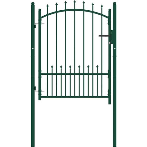 Portail de clĂ´ture Emmen avec pointes en acier 104 x 109,5 cm vert (1/5)