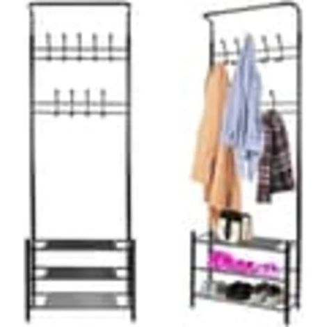 Organiseur de cintre, 190 cm, pour placard, porte ou fixation murale, adapté aux espaces intérieurs et aux routines quotidiennes.-AquaForge (1/2)