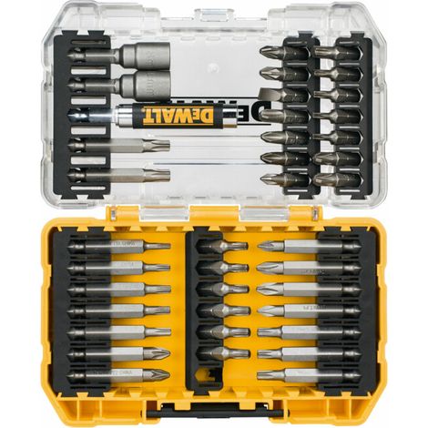 Jeu d'embouts DEWALT 40 pces – Embouts 25/50 mm pour visseuse – TX, Phillips, fente, Pozi – 2 porte-embouts magnétiques – Coffret TOUGHCASE+