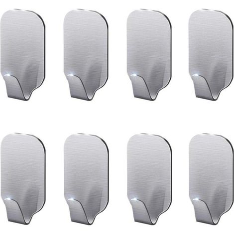 Ganci adesivi da parete, in acciaio inox 304, non necessitano di foratura, impermeabili, 3M, confezione da 8